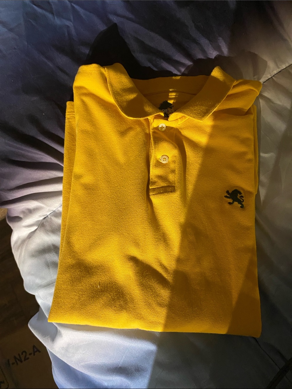 Men's Yellow Polo Shirt with Embroidered Lion Logo